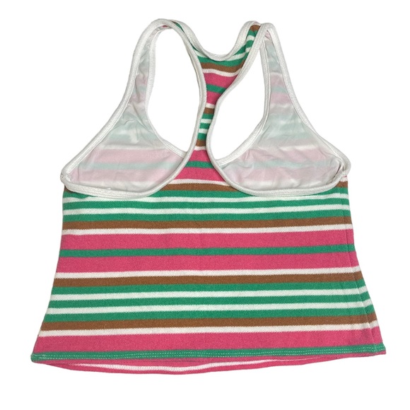 new OG Juicy ❤︎ 3PC Terry Swim Set ❤︎ Tank Bikini + Skirt ❤︎ Pink Green Stripe - Picture 3 of 16